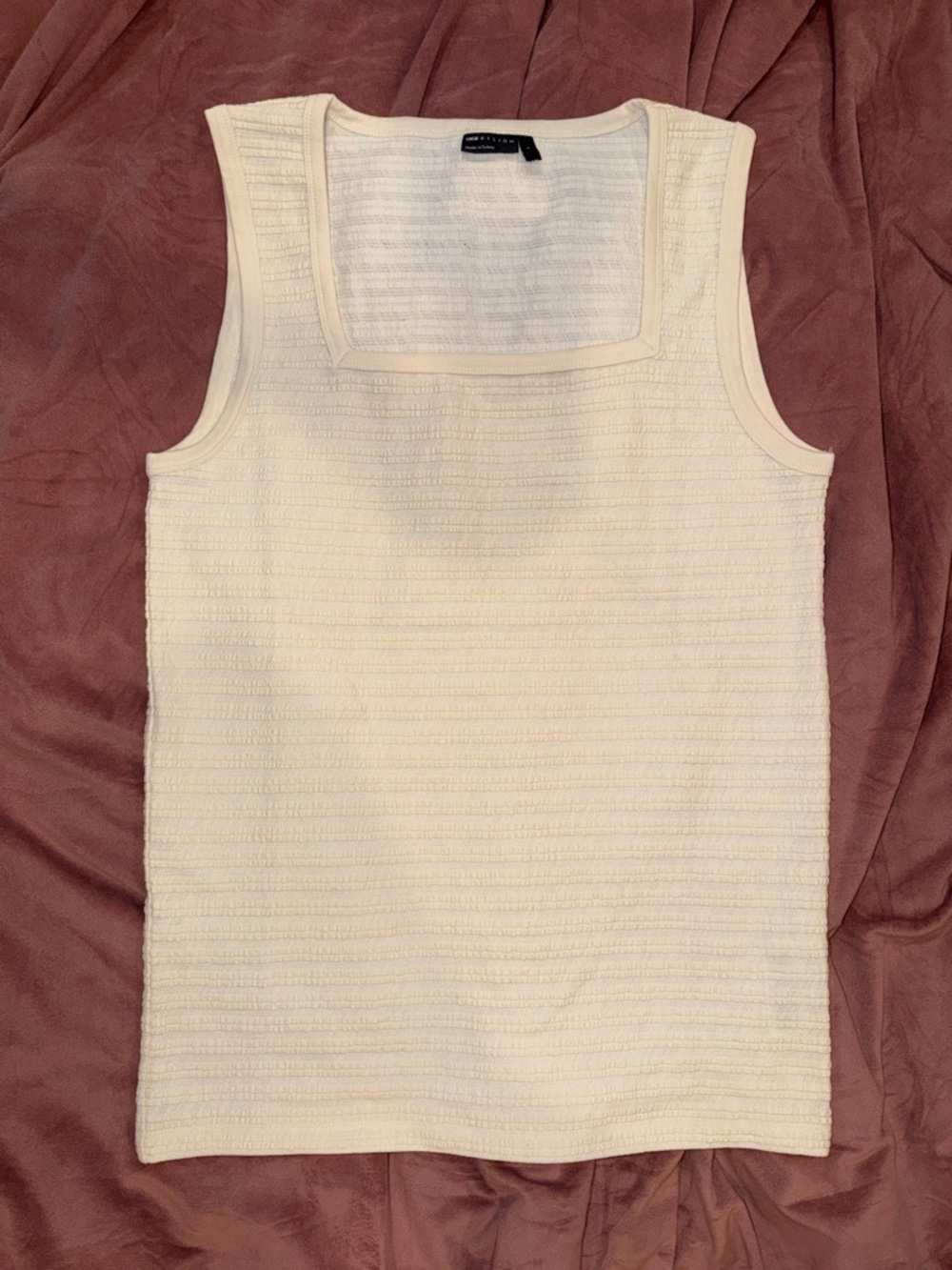 ASOS Cream Textured Square Neck Tank Top